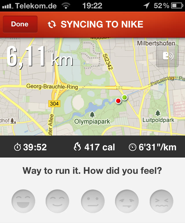 Screenshot of a "good" run from 2012, using the Nike+ app