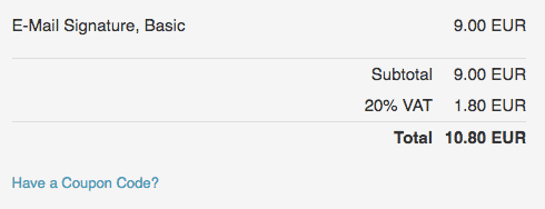 Antwort's Price Breakdown at Checkout