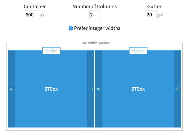 Email Layout Grid Calculator Tool