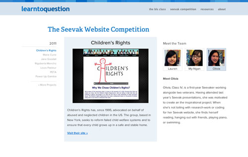 Site description and team members page