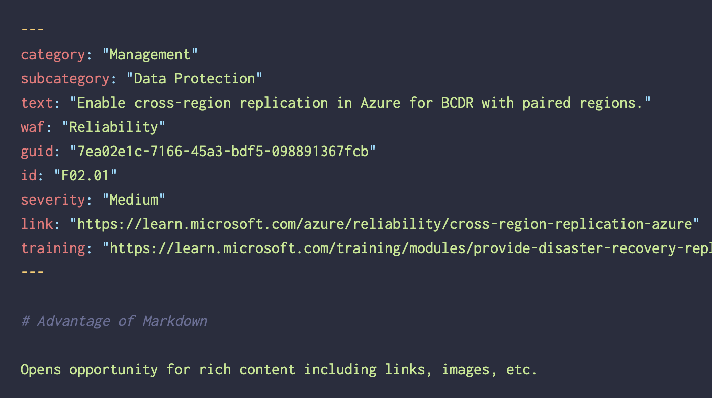 Azure Checklists - Transform Checklists JSON to Markdown