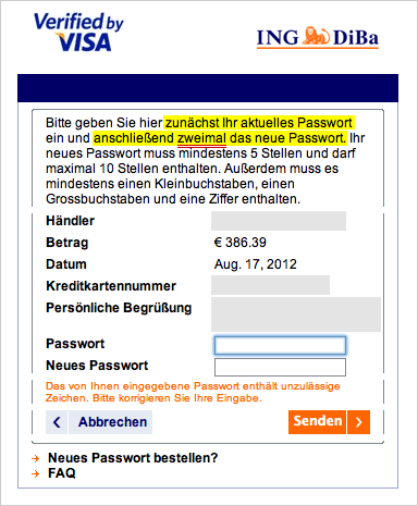 Verified by Visa screen